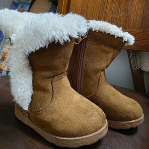 Cozy Brown and White Kids Boots